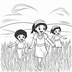 black hebrew children playing in the wheat field