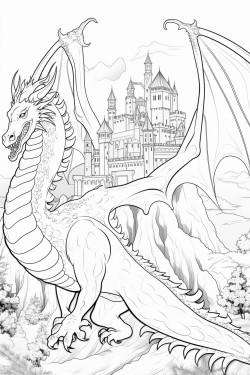 coloring dragon forest castle