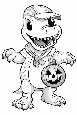 dinosaurio con disfraz de halloween