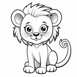 a cute  lion  coloring bookvector white background black and white black drawing