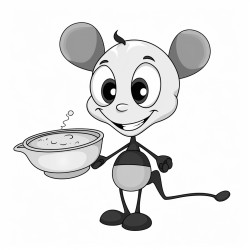ant carries a bowl of soup