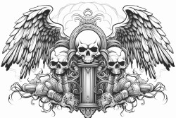 tombstones with cross skull and wings