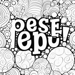 says be present in bubble letters with a patterned background