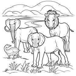 afrika animal to color in coloring page