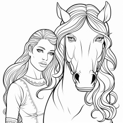 a woman with a horse face with long hair