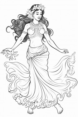 art nouveau style authentic hawaiian hula dancer