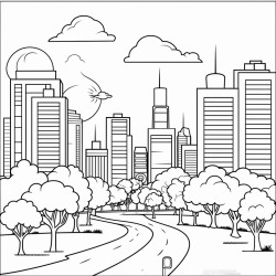 city with sky scrapers and a park