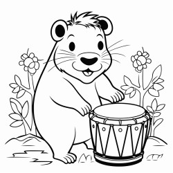 a capybara playing the bongos