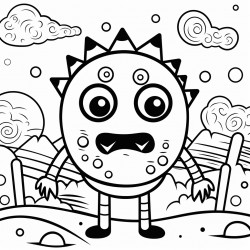 horror movie monster dottodot style bold black lines