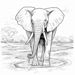 african elephant  splashing water with its trunk