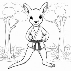 kangaroo with karate belt in the forest