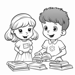 a happy little boy and girl playing with scholar supplies