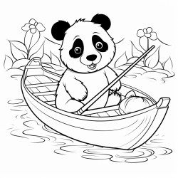 panda in a row boat