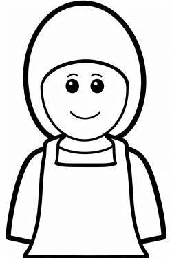 blank person no hair eyes nose or mouth in a large blank cooking apron