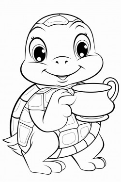 turtle drinking tea