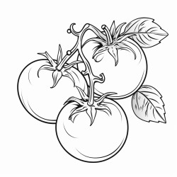 black and white coloring book drawing only medium thick outlines no grayscale simple drawing for kids drawing tomato