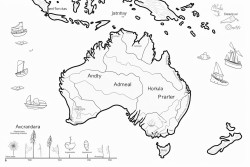 map of australia showing illustration markers for the great barrier reef and the ningaloo reef