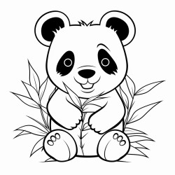 oso panda con tallo de planta