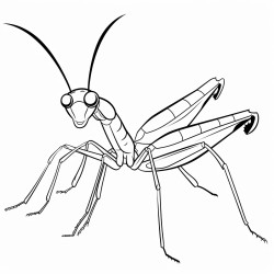 cartoon cute preying mantis