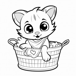 cat in a laundry basket with laundry