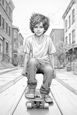 young boy skateboarding