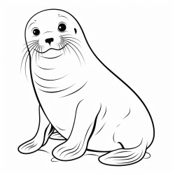 a cute icelandic harbor seal with bold on empty background