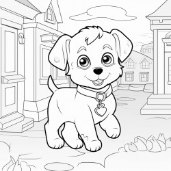 puppy walking down the street