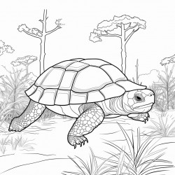 georgia gopher tortoise by burrow with longleaf pine