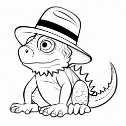iguana with hat
