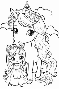 cute cute unicorn is playing with friend in heaven