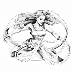 a beautiful athletic woman doing rhythmic sports with a ribbon