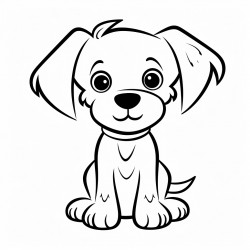 simple and cute dog drawing outline with thin bold lines