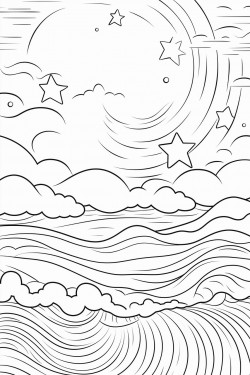 the night sky filled with stars over the open ocean