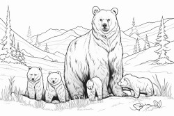 family of bears with a mom dad older brother and 2 younger sisters going to the park