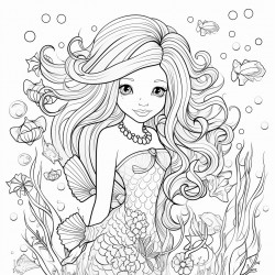mermaid under the sea coloring page
