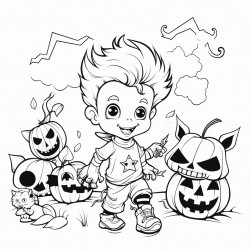 coloring page summerween no background white and black