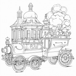 truck that transport fruits in steampunk city