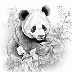 panda eating leaves