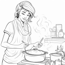 mom cooking soup