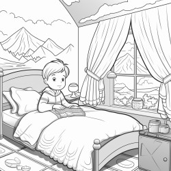 kawai bedroom scene bed blanket cozy