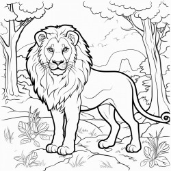 a lion in the forest