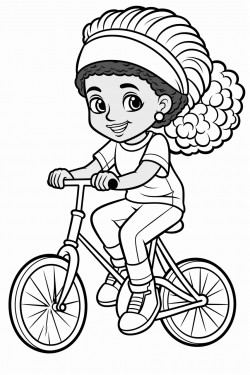 a little black girl with braids in her hair riding a bike