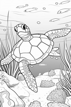 sea turtle swimming in a coral reef