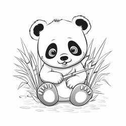 panda siedzi umiechnita wrd bambusw