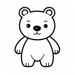 simple and cute whole body bear drawing outline with thin bold lines