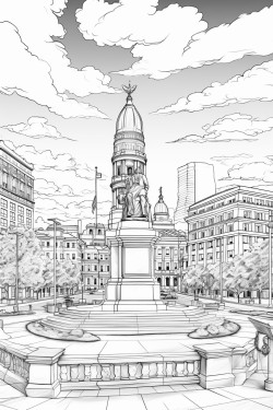 realistic coloring page of the monument to the forefathers that is in plymouth massachussets