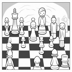 hidden picture puzzle with chess pieces to find pawns and color them in