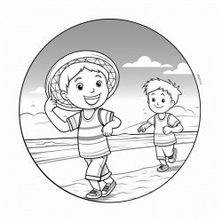 kids on the beach play with frisbees