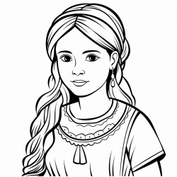 draw a woman from the country el salvador with long hair