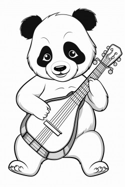 panda playing music instruments